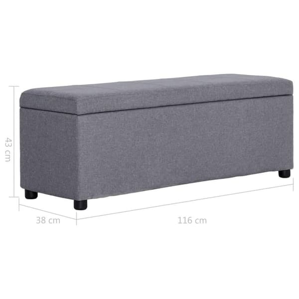 vidaXL Bänk med förvaringsutrymme 116 cm ljusgrå polyester
