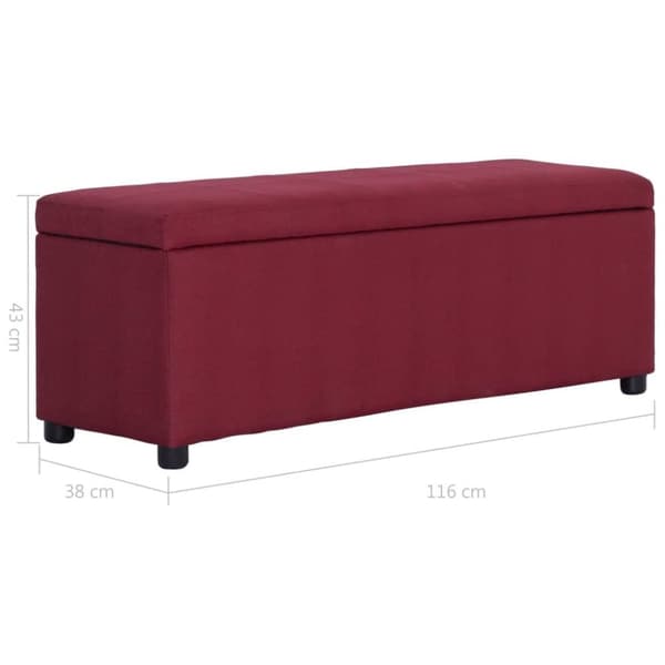 vidaXL bænk med opbevaringsrum 116 cm polyester rødvinsfarvet