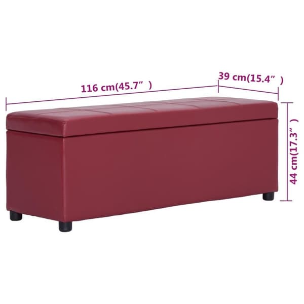 vidaXL Bänk med förvaringsutrymme 116 cm vinröd konstläder
