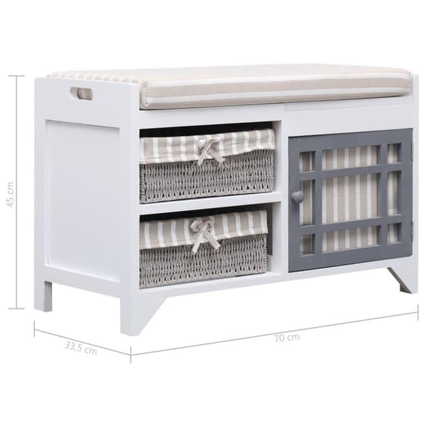 vidaXL entrébænk 70 x 33,5 x 45 cm kejsertræ hvid