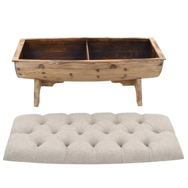 vidaXL opbevaringsbænk massivt træ og stof 103 x 51 x 44 cm
