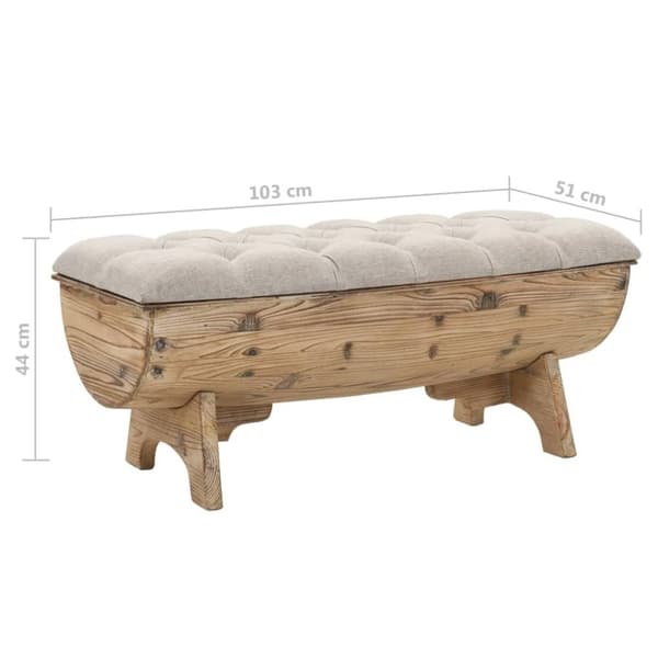 vidaXL opbevaringsbænk massivt træ og stof 103 x 51 x 44 cm