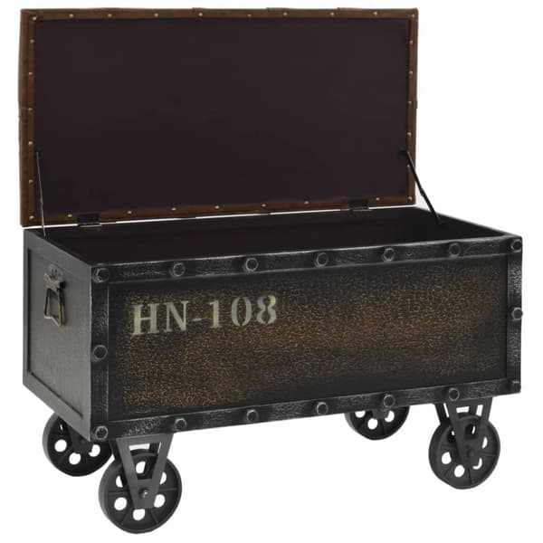 vidaXL opbevaringsbænk 80,5x41x50 cm massivt træ og kunstlæder