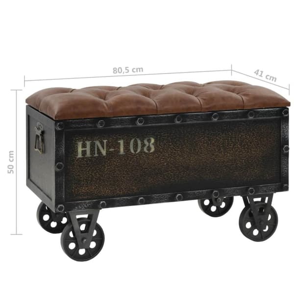 vidaXL opbevaringsbænk 80,5x41x50 cm massivt træ og kunstlæder