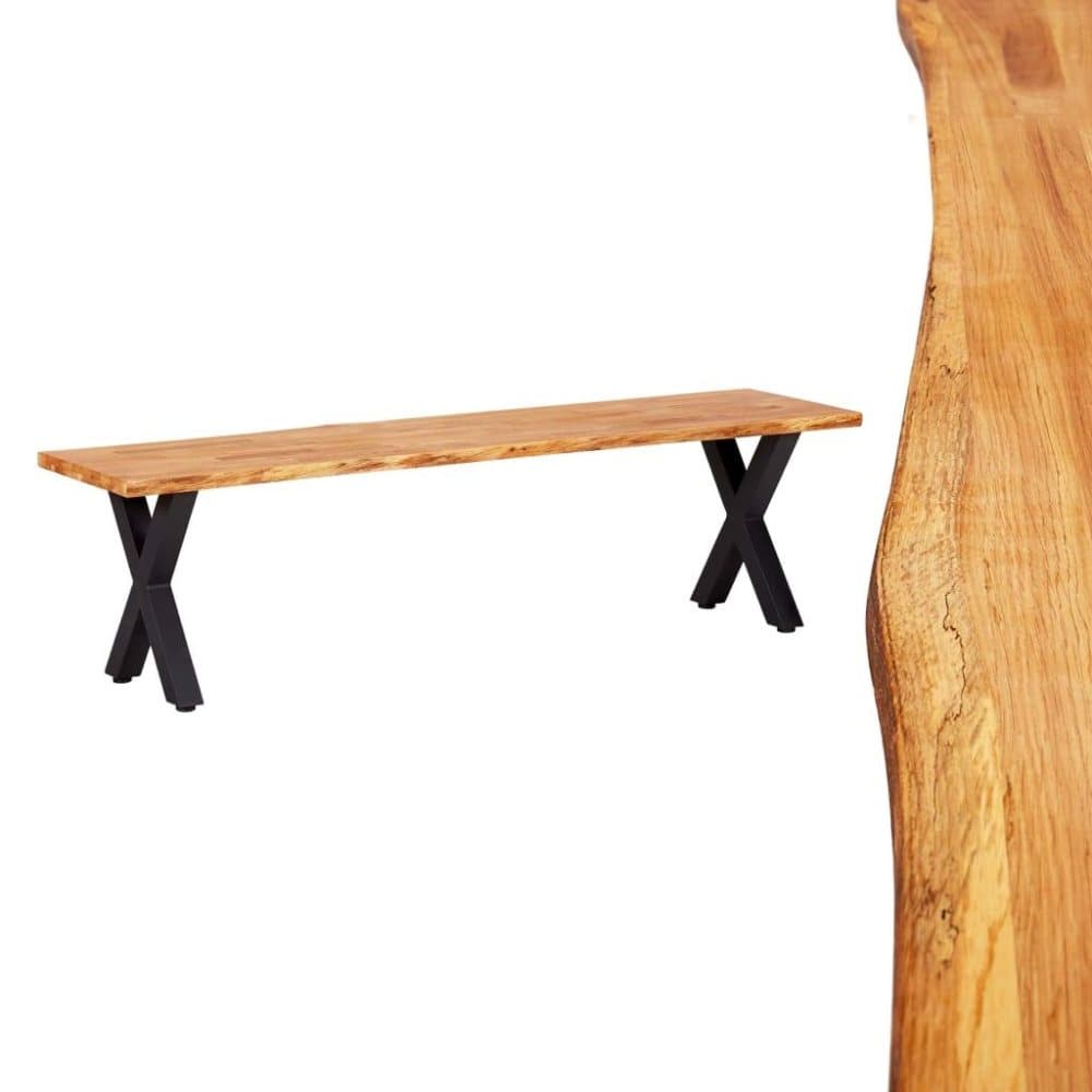 vidaXL Penkki 160 cm luonnollinen täysi tammi