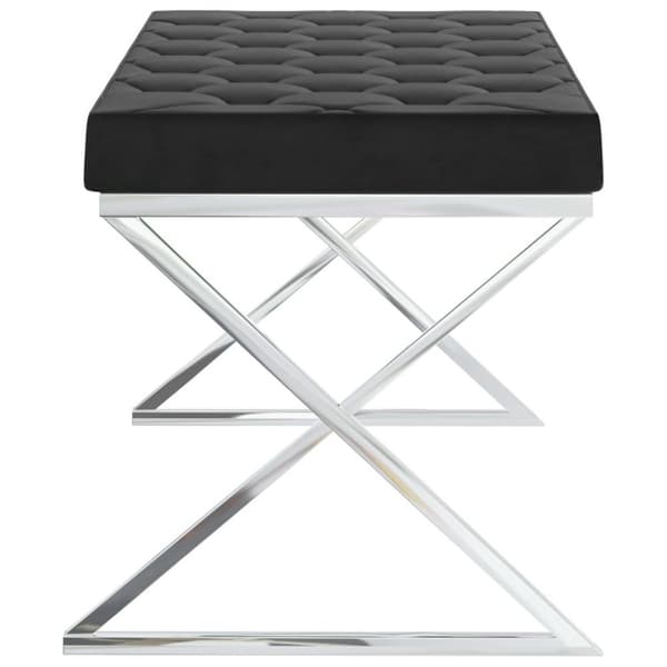 vidaXL bænk 97 cm fløjl og rustfrit stål sort