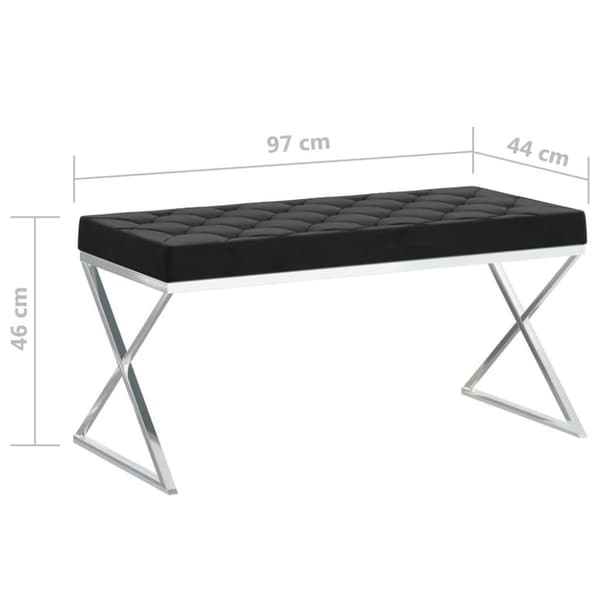 vidaXL Bänk 97 cm svart sammet och rostfritt stål
