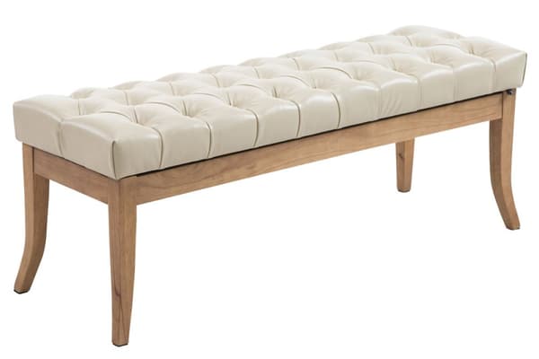 CLP Bænk Ramses Kunstlæder Antik-lyse Cream-120 cm