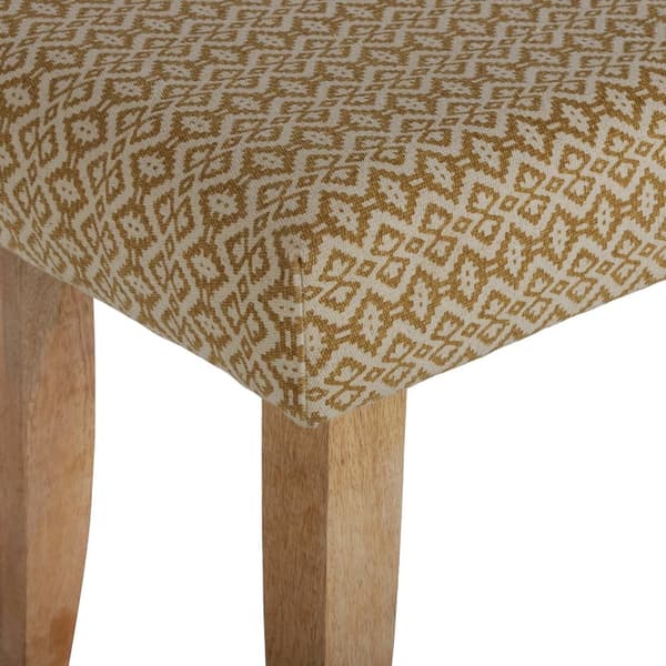WOMO-DESIGN Bench Padded Palma Fabric Cover, 120 x 48 x 40 cm, træ ser hvidguld, træben Unikt Landhus-stil Retro Sædebetrukket Bench Hallbank