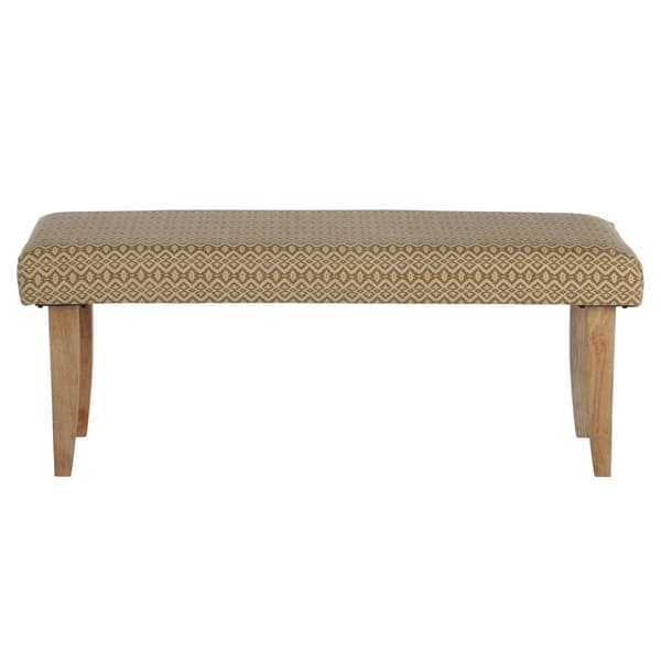 WOMO-DESIGN Bench Padded Palma Fabric Cover, 120 x 48 x 40 cm, træ ser hvidguld, træben Unikt Landhus-stil Retro Sædebetrukket Bench Hallbank