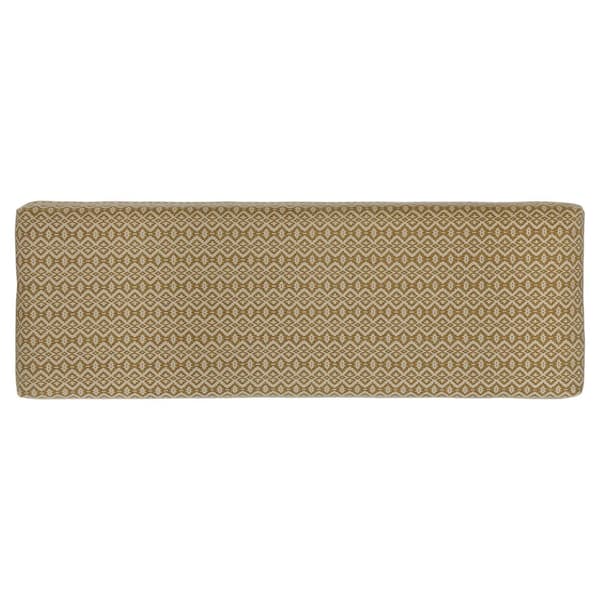 WOMO-DESIGN Bench Padded Palma Fabric Cover, 120 x 48 x 40 cm, træ ser hvidguld, træben Unikt Landhus-stil Retro Sædebetrukket Bench Hallbank