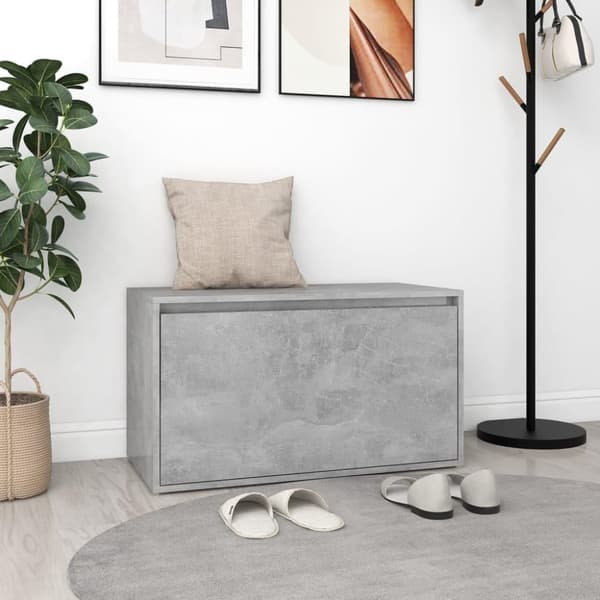 vidaXL Eteisen penkki 80x40x45 cm betoninharmaa lastulevy