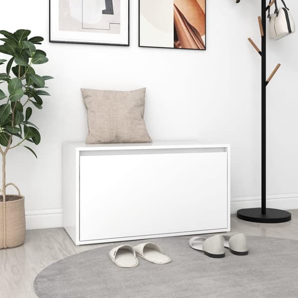 vidaXL Hallbänk vit 80x40x45 cm spånskiva