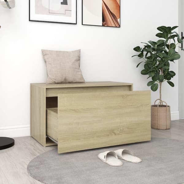vidaXL entrébænk 80x40x45 cm spånplade sonoma-eg