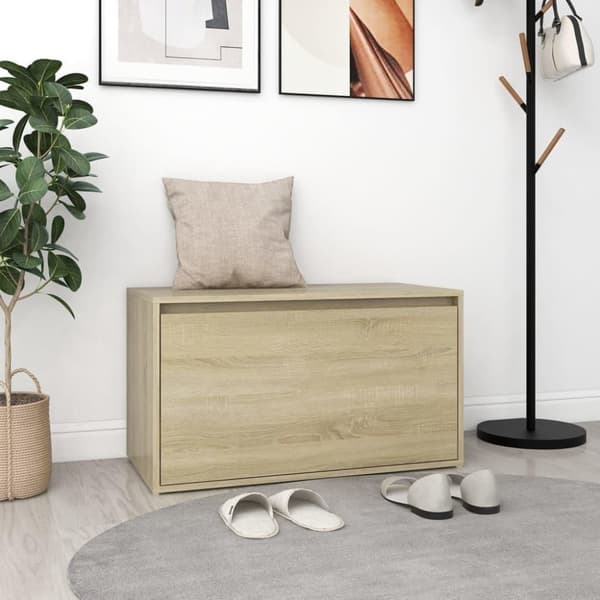 vidaXL entrébænk 80x40x45 cm spånplade sonoma-eg