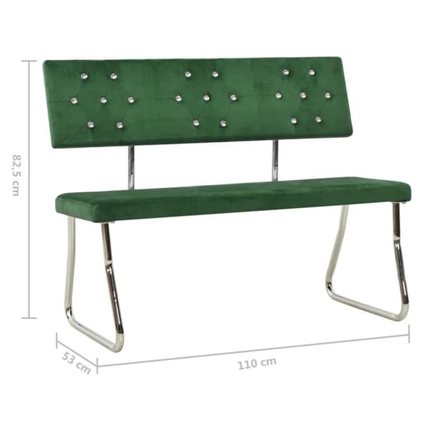 vidaXL Bänk 110 cm mörkgrön sammet