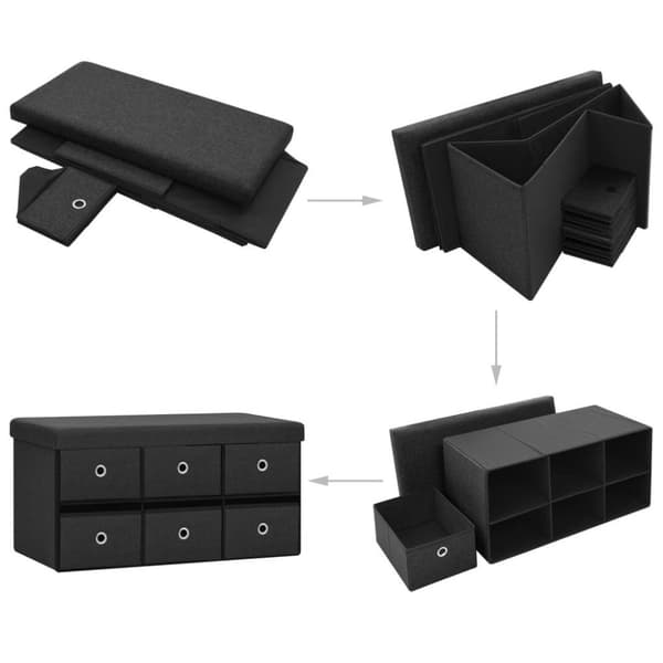 vidaXL foldbar opbevaringsbænk 76x38x38 cm kunstlærred sort