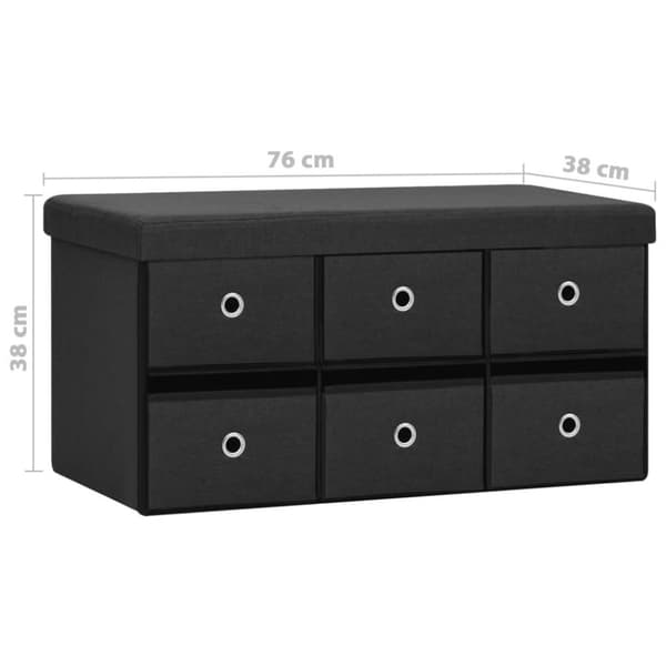 vidaXL foldbar opbevaringsbænk 76x38x38 cm kunstlærred sort