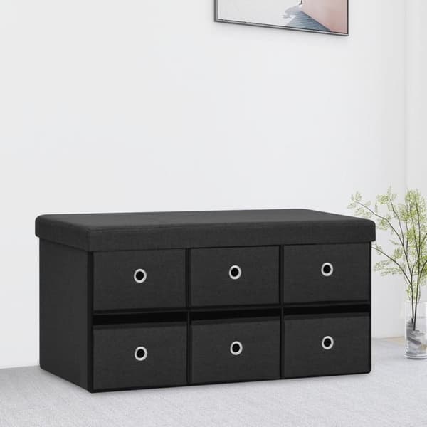 vidaXL foldbar opbevaringsbænk 76x38x38 cm kunstlærred sort