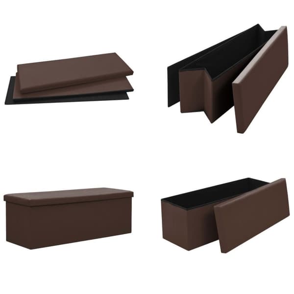 vidaXL foldbar opbevaringsbænk PVC brun