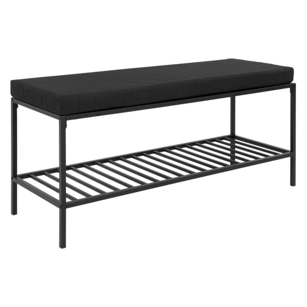 House Nordic Bänk Avery med hylla och dyna svart