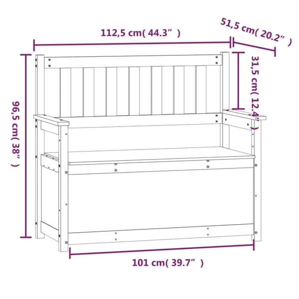vidaXL Penkki harmaa 112,5x51,5x96,5 cm täysi mänty