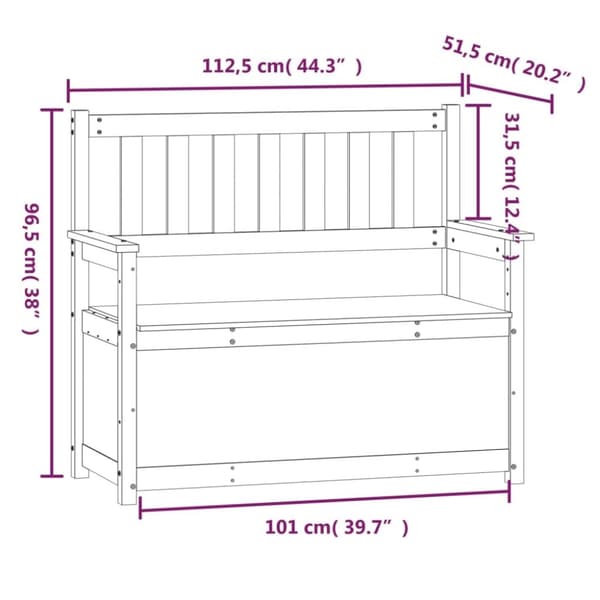 vidaXL bænk 112,5x51,5x96,5 cm massivt fyrretræ grå