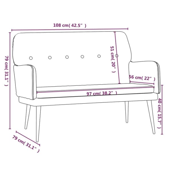 vidaXL Bänk rosa 108x79x79 cm sammet