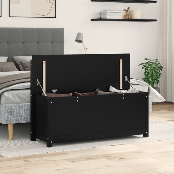 vidaXL bænk 110x41x76,5 cm massivt fyrretræ Sort