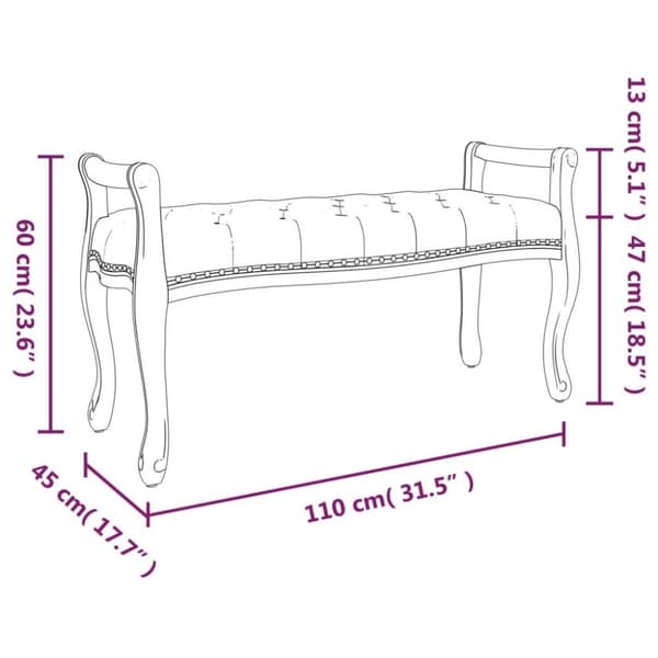 vidaXL Bänk ljusgrå 110x45x60 cm sammet