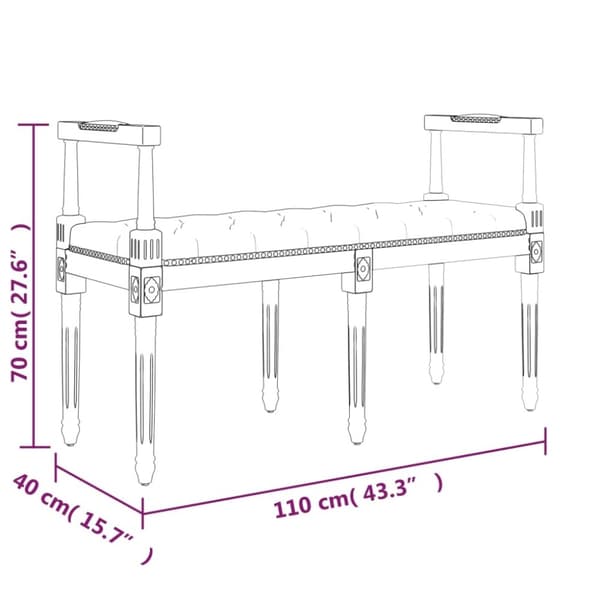 vidaXL Bänk rosa 110x40x70 cm sammet