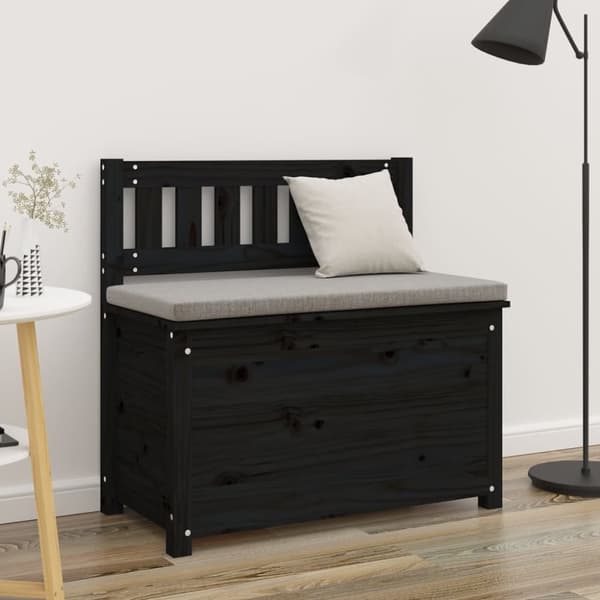 vidaXL Bänk svart 80x41x77 cm massiv furu