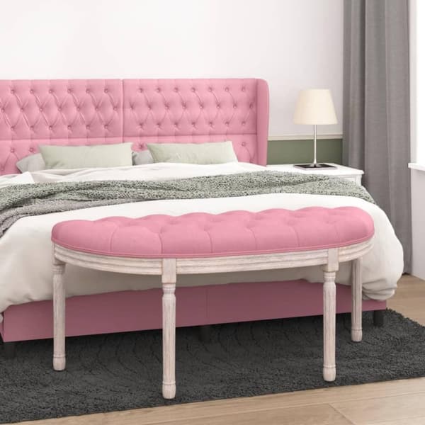 vidaXL bænk 110,5x45x49 cm velour lyserød