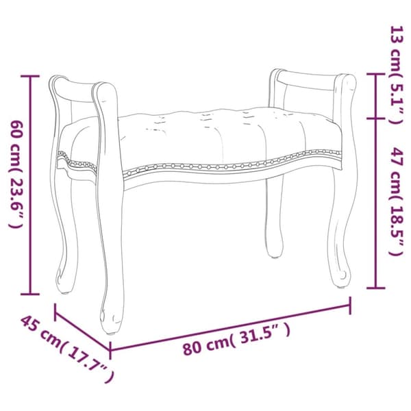 vidaXL bænk 80x45x60 cm fløjl mørkegrå