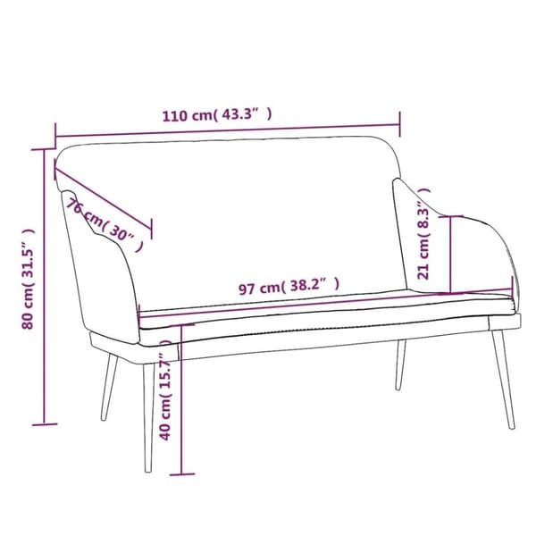 vidaXL bænk 110x76x80 cm velour sort