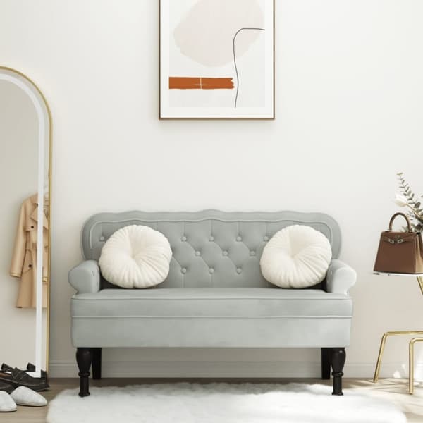 vidaXL Bänk med ryggstöd ljusgrå 119,5x64,5x75 cm sammet