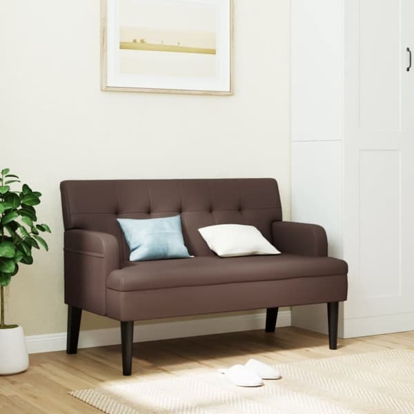 vidaXL bænk med ryglæn 112x65,5x75 cm kunstlæder brun