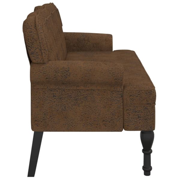 vidaXL bænk med ryglæn 119,5x64,5x75 cm imiteret ruskind brun