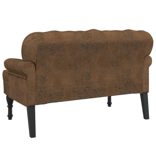 vidaXL bænk med ryglæn 119,5x64,5x75 cm imiteret ruskind brun