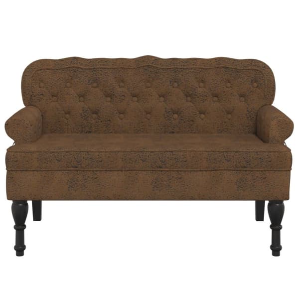 vidaXL bænk med ryglæn 119,5x64,5x75 cm imiteret ruskind brun