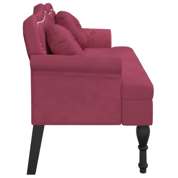 vidaXL Bänk med kuddar vinröd 120,5x65x75 cm sammet
