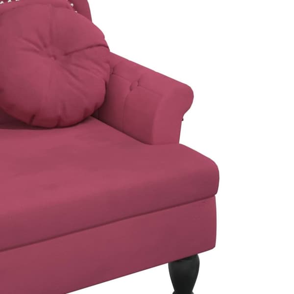 vidaXL Bänk med kuddar vinröd 120,5x65x75 cm sammet