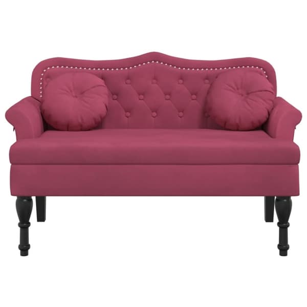 vidaXL Bänk med kuddar vinröd 120,5x65x75 cm sammet