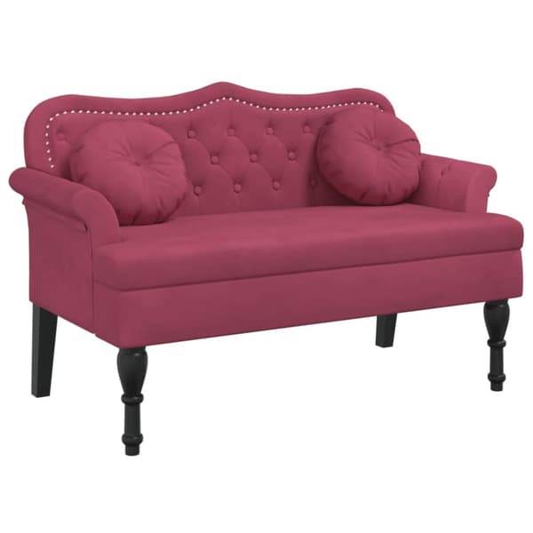 vidaXL Bänk med kuddar vinröd 120,5x65x75 cm sammet