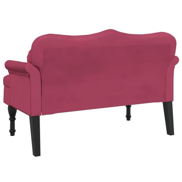 vidaXL bænk med hynder 120,5x65x75 cm velour vinrød