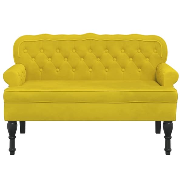 vidaXL Bänk med ryggstöd gul 119,5x64,5x75 cm sammet