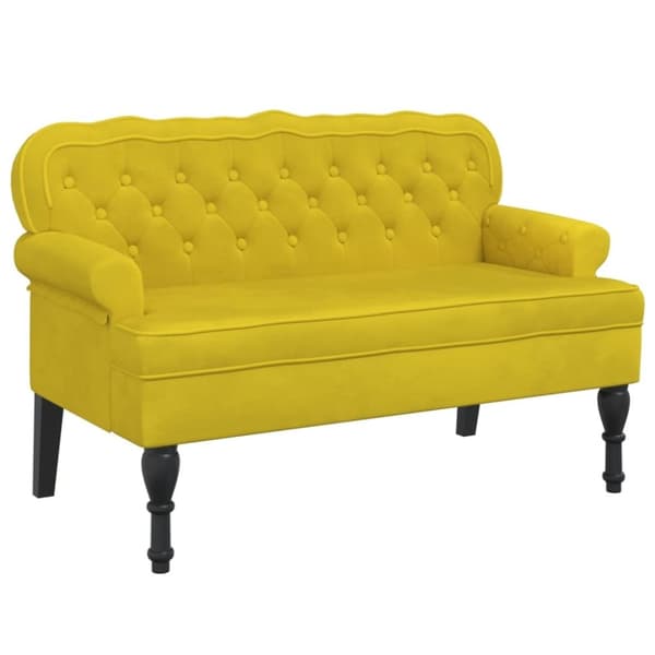 vidaXL Bänk med ryggstöd gul 119,5x64,5x75 cm sammet