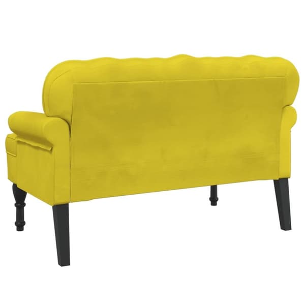 vidaXL bænk med ryglæn 119,5x64,5x75 cm velour gul