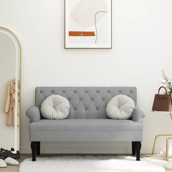 vidaXL bænk med ryglæn 120x62x75,5 cm stof lysegrå