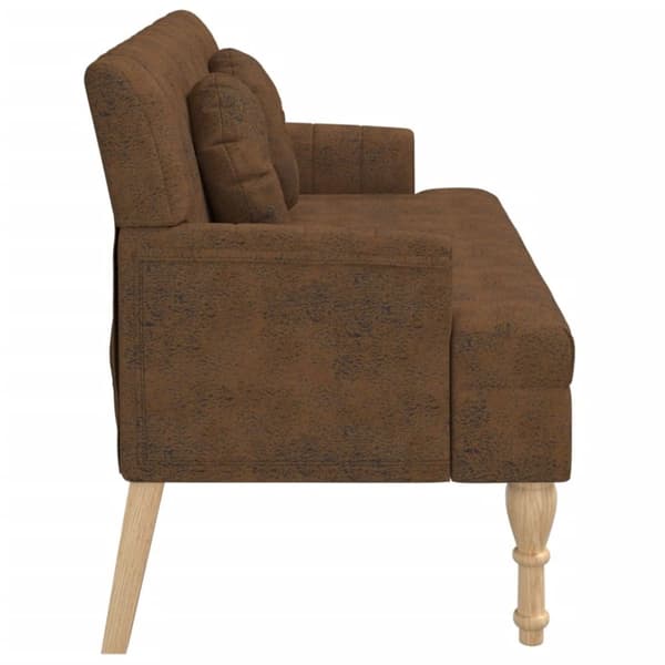 vidaXL Bänk med kuddar brun 113x64,5x75,5 cm konstmocka